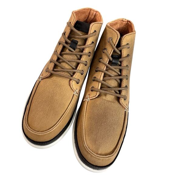 Olukai Nalukai Kapa Boots Mens Size 8.5 Brown Waxed Canvas Lace Up Ankle Chukka - Picture 3 of 9